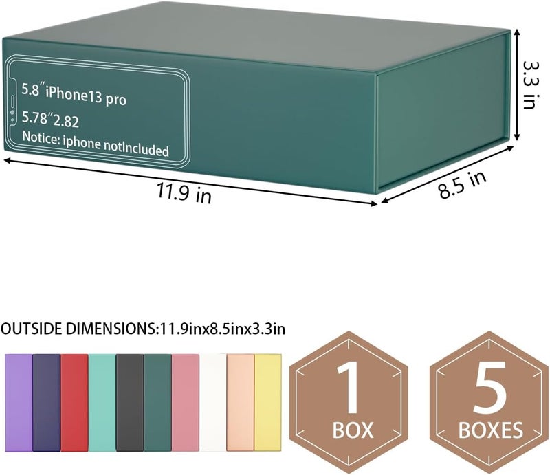 ROSTELACK Green Gift Box 11.9" x 8.5" x 3.3" with Magnetic Closure Lid Gifts Boxe for Presents,Bridesmaid Gift Boxes,Cute Box,Birthday Gifts Boxe,Luxury for Gift Packaging, Magnetic Gifts Boxes for Wrapping Gift - Image 2